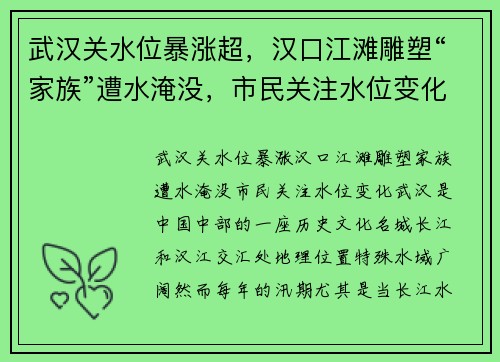 武汉关水位暴涨超，汉口江滩雕塑“家族”遭水淹没，市民关注水位变化